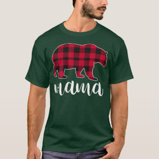 ウィメンズママベアーパジャマレッドバッファロープレイド Tシャツ