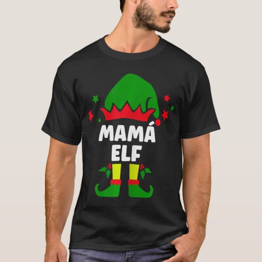 ウィメンズマム小妖精や小人おもしろいマザスペインのークリスマス Tシャツ (正面)