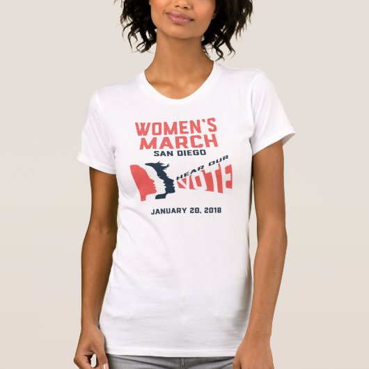 ウィメンズマーチ・サンディエゴ公式Tシャツinホワイト Tシャツ (正面)