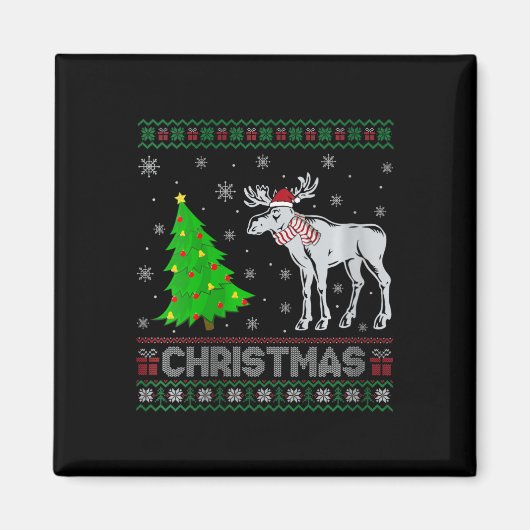 ウィメンズムースクリスマスツリー照明醜いクリスマスシュエ マグネット (正面)