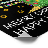 ウィメンズメリークリスマスハッピーハヌッカユダヤメリー人 ポスター (角)
