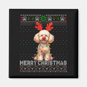 ウィメンズメリークリスマスプードルドッグ愛犬醜いクリスマス マグネット