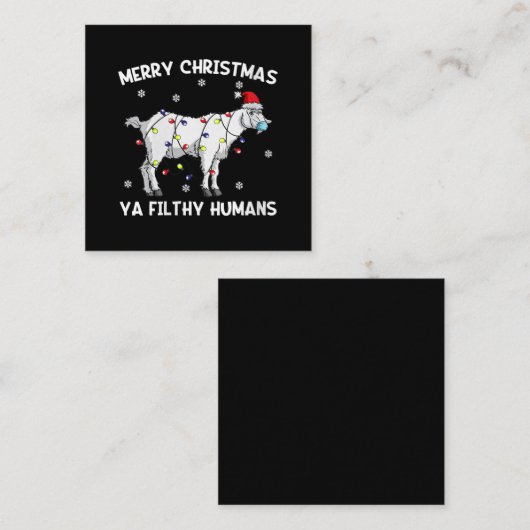 ウィメンズメリークリスマスヤギ顔マスクヤギSanta スクエア名刺 (正面/裏面)