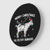 ウィメンズメリークリスマスヤギ顔マスクヤギSanta ラージ壁時計 (傾斜)