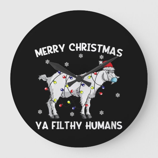 ウィメンズメリークリスマスヤギ顔マスクヤギSanta ラージ壁時計 (正面)