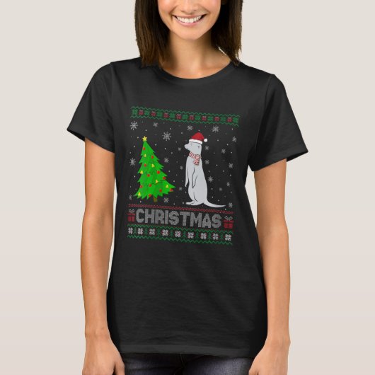 ウィメンズモンガースクリスマスツリー照明醜いクリスマス Tシャツ (正面)