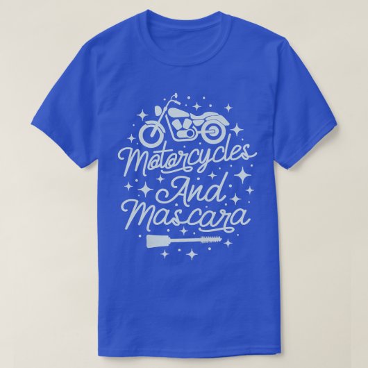 ウィメンズモーターサイクルアンドマスカラバイクもしくは自転車に乗る人サイクリング Tシャツ (デザイン正面)