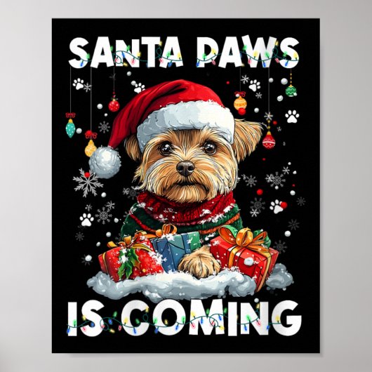 ウィメンズヨークシャーテリアクリスマスツリーの装飾 ポスター (正面)