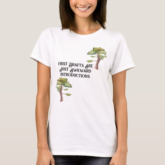 ウィメンズライターTシャツ – 最初のドラフト Tシャツ (正面)