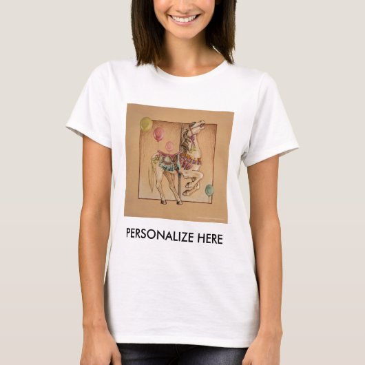 ウィメンズライトティーズ – ハッピーホース回転木馬 Tシャツ (正面)