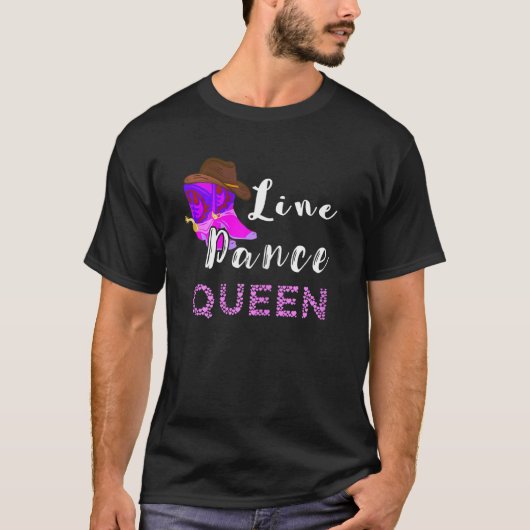 ウィメンズラインダンスクイーンライン踊りウエスタンカウント Tシャツ (正面)