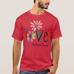 ウィメンズラブデイジーフラワーモンテッソーリ先生 Tシャツ