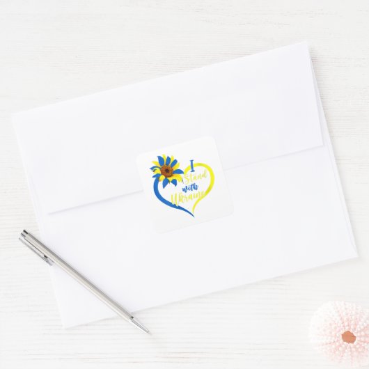 ウィメンズラブハートウクライナサンフラワーウクライナI St スクエアシール (封筒)