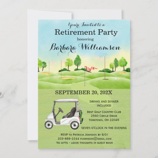 ウィメンズリタイアメントパーティーゴルフテーマ招待状 招待状 (正面)