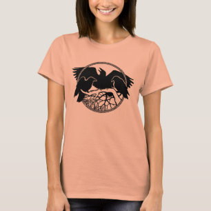 ウィメンズレイヴンシャツレイヴンのカラスのアートレディースシャツ Tシャツ