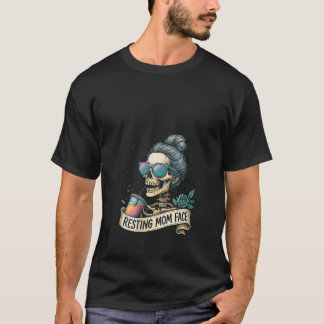 ウィメンズレストモーマー顔スケルトンコーヒーユーモアv Ne Tシャツ