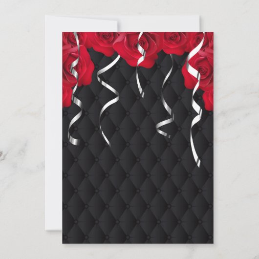 ウィメンズレッドアンドシルバー誕生日 招待状 (裏面)