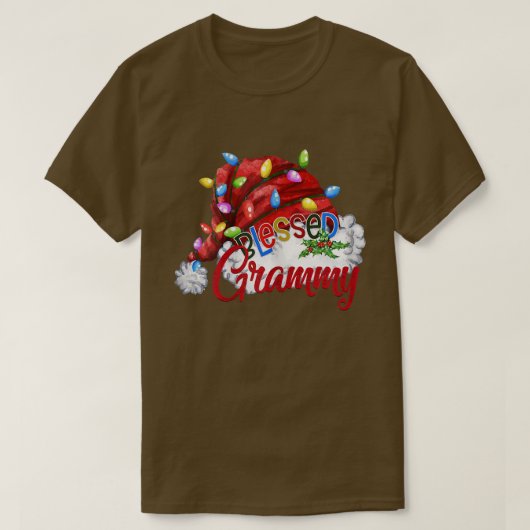 ウィメンズレム賛美グラミーサンタハットクリスマス Tシャツ (デザイン正面)