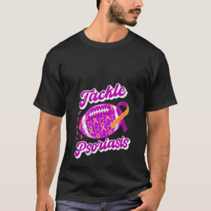 ウィメンズ乾癬認識度サッカーパープルアンドオラ Tシャツ