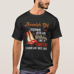 ウィメンズ十一月女の子が私の誕生日リクにステップイン Tシャツ