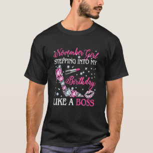 ウィメンズ十一月女の子が私の誕生日リンクにステップイン Tシャツ