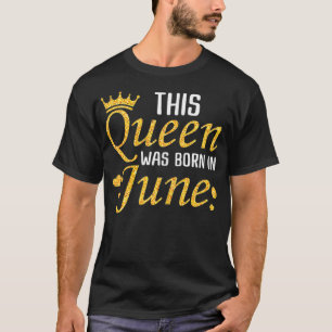 ウィメンズ誕生日クイーンジューンレディースゴールデングラフィック Tシャツ