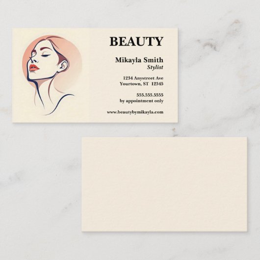 ウィメンズ顔ヘアスタイル爪、 ネイル美しい 名刺 (正面/裏面)
