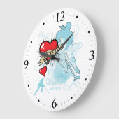 ウィメンズ·ガールズ·ラブ·ハート·ホッケー·タトゥー·スタイル ラージ壁時計 (傾斜)