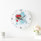 ウィメンズ·ガールズ·ラブ·ハート·ホッケー·タトゥー·スタイル ラージ壁時計 (ホーム)