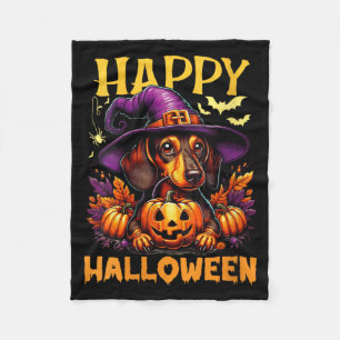 ウィメンズ ハッピー ハロウィン ダックスフンド 愛犬の父 フリースブランケット