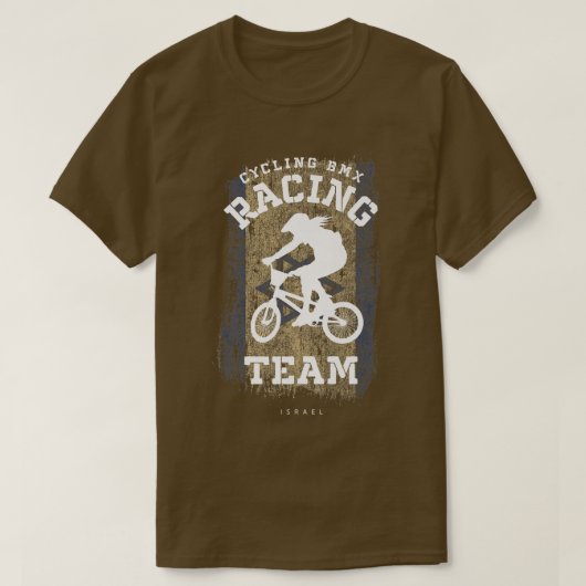 ウィメンズBMXバイクイスラエル国旗のサイクリングサイクリングレース Tシャツ (デザイン正面)