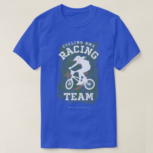 ウィメンズBMXバイクモーリタニア国旗サイクリングサイクリングRac Tシャツ (デザイン正面)