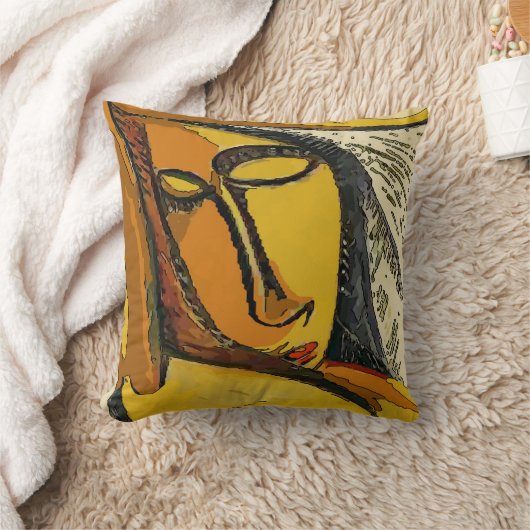 ウィメンテロー顔抽象芸術 クッション (ブランケット)