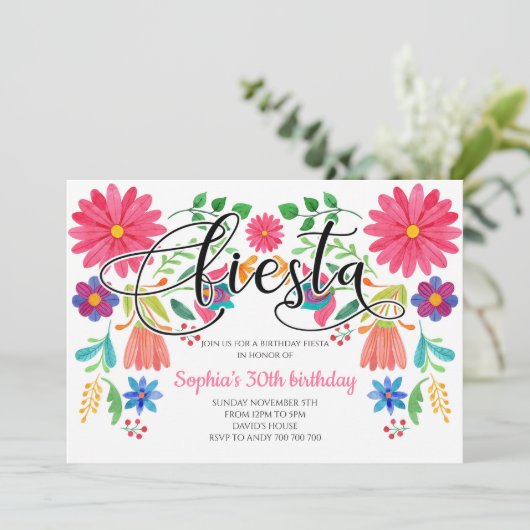 ウィメンフィエスタパーティーサプライズアダルト誕生日 招待状 (スタンド正面)