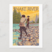 ウィメンフライフィッシング – アイダホ州スネークリバー ポストカード (正面)