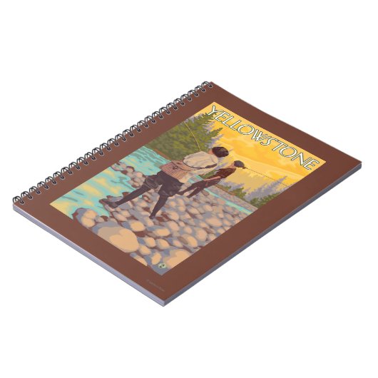 ウィメンフライフィッシング – イエローストーン国立公園 ノートブック (左側)