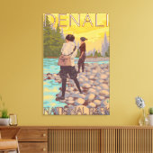 ウィメンフライフィッシング – デナリ国立公園 キャンバスプリント (インサイチュ (リビング))