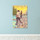 ウィメンフライフィッシング – ペテルブルク,アラスカ キャンバスプリント (インサイチュ (ウッドフロア))