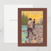 ウィメンフライフィッシング – ワイオミング ポストカード (正面/裏面)