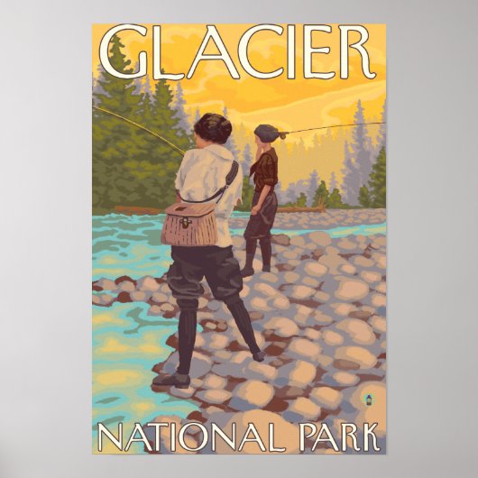 ウィメンフライフィッシング – Glacier National Park, MT ポスター (正面)