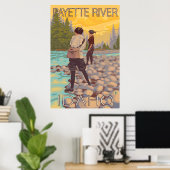 ウィメンフライフィッシング – Payette River, Idaho ポスター (ホームオフィス)