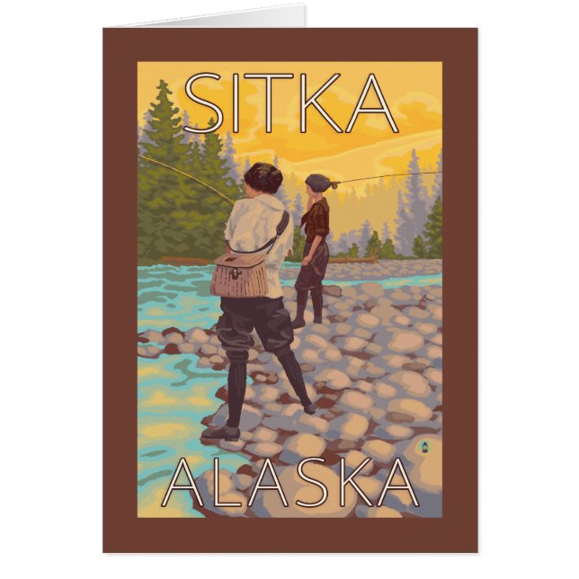 ウィメンフライ釣り – アラスカ，シトカ (正面)