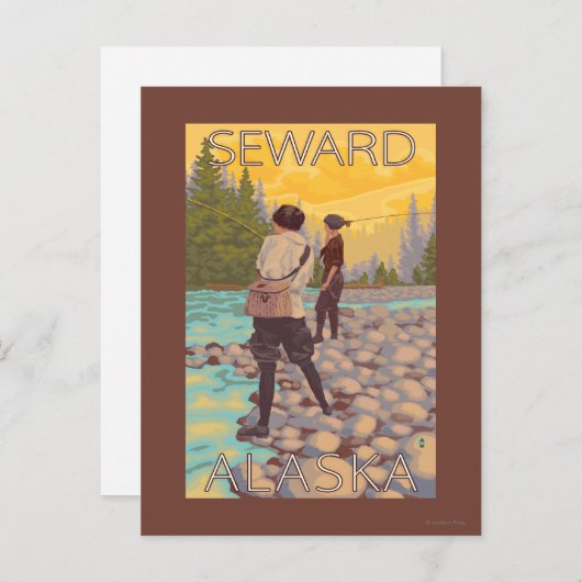 ウィメンフライ釣り – アラスカ,シワード ポストカード (正面/裏面)