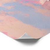 ウィメンフラワーズピンクブルー懸命パステルスケッチ ポスター (角)