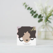 ウィメンブラウンヘアフェイク金ゴールドグリッターサロン美しい スクエア名刺 (スタンド正面)