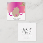 ウィメンブラウンヘアフェイク金ゴールドグリッターサロン美しい スクエア名刺 (正面/裏面)