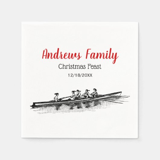 ウィメンローイングローワーズクルーズチームウォータースポーツブラック スタンダードカクテルナプキン (正面)