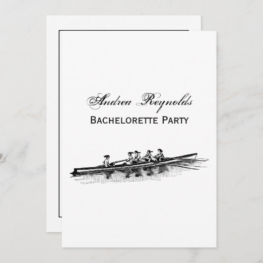 ウィメンローイングローワーズクルーズチームウォータースポーツブラック 招待状 (正面/裏面)