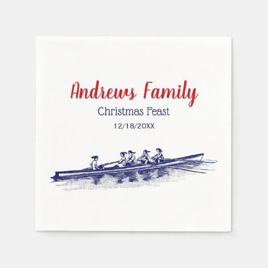 ウィメンローイングローワーズクルーズチームウォータースポーツブルー スタンダードカクテルナプキン (正面)