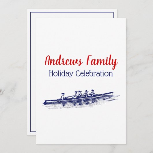 ウィメンローイングローワーズクルーズチームウォータースポーツブルー 招待状 (正面/裏面)